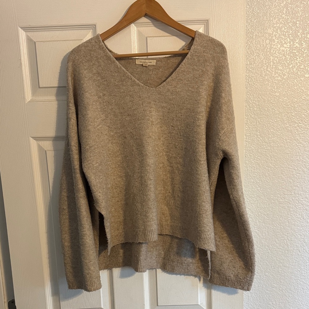 Elegant Tan V-Neck Sweater